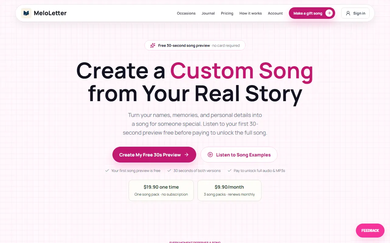 MeloLetter homepage screenshot