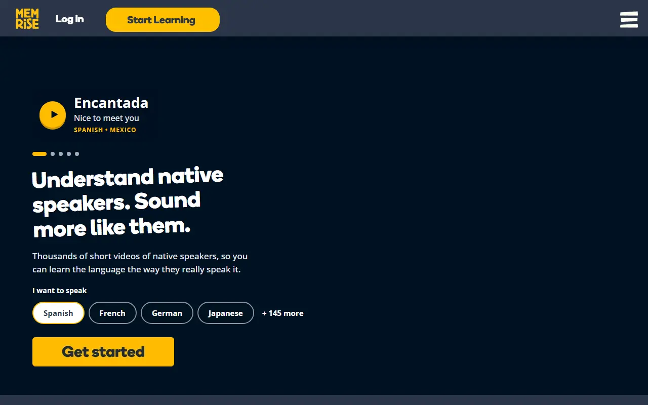 Memrise homepage screenshot