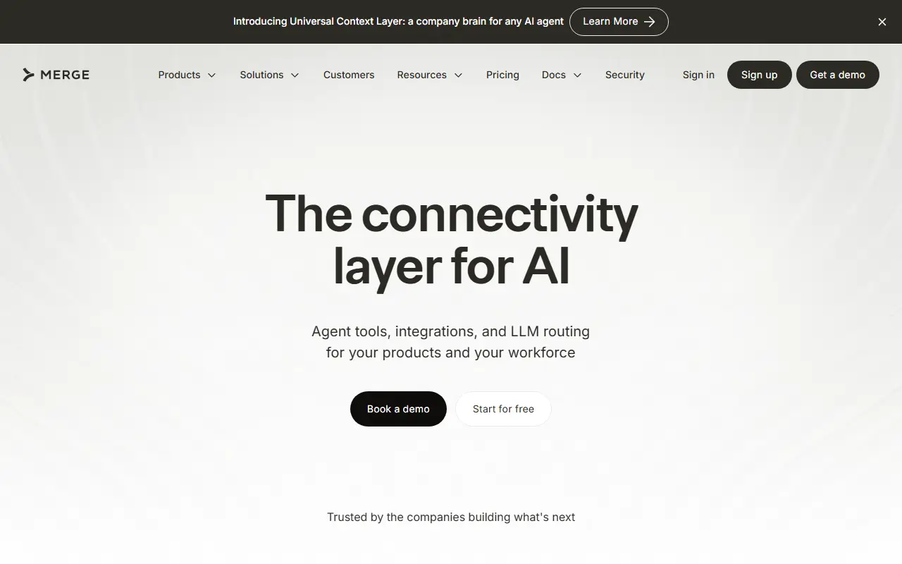 Merge homepage screenshot
