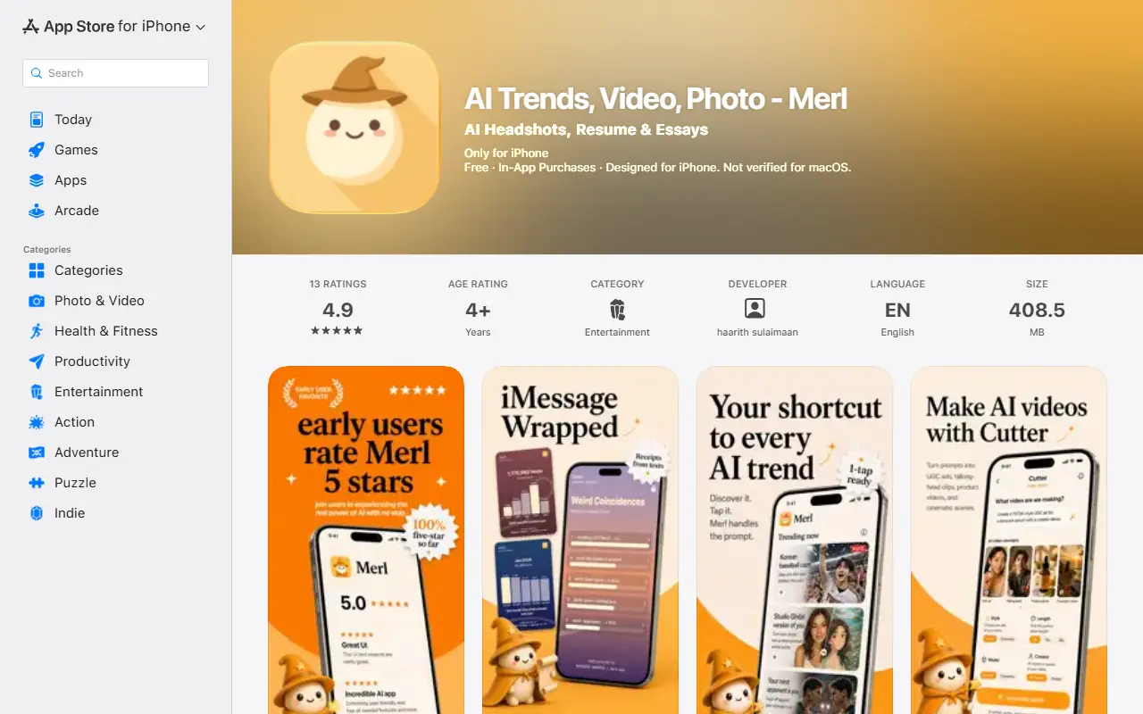 Merl AI homepage screenshot