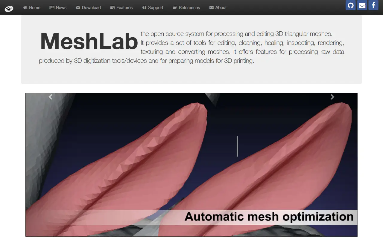 MeshLab homepage screenshot