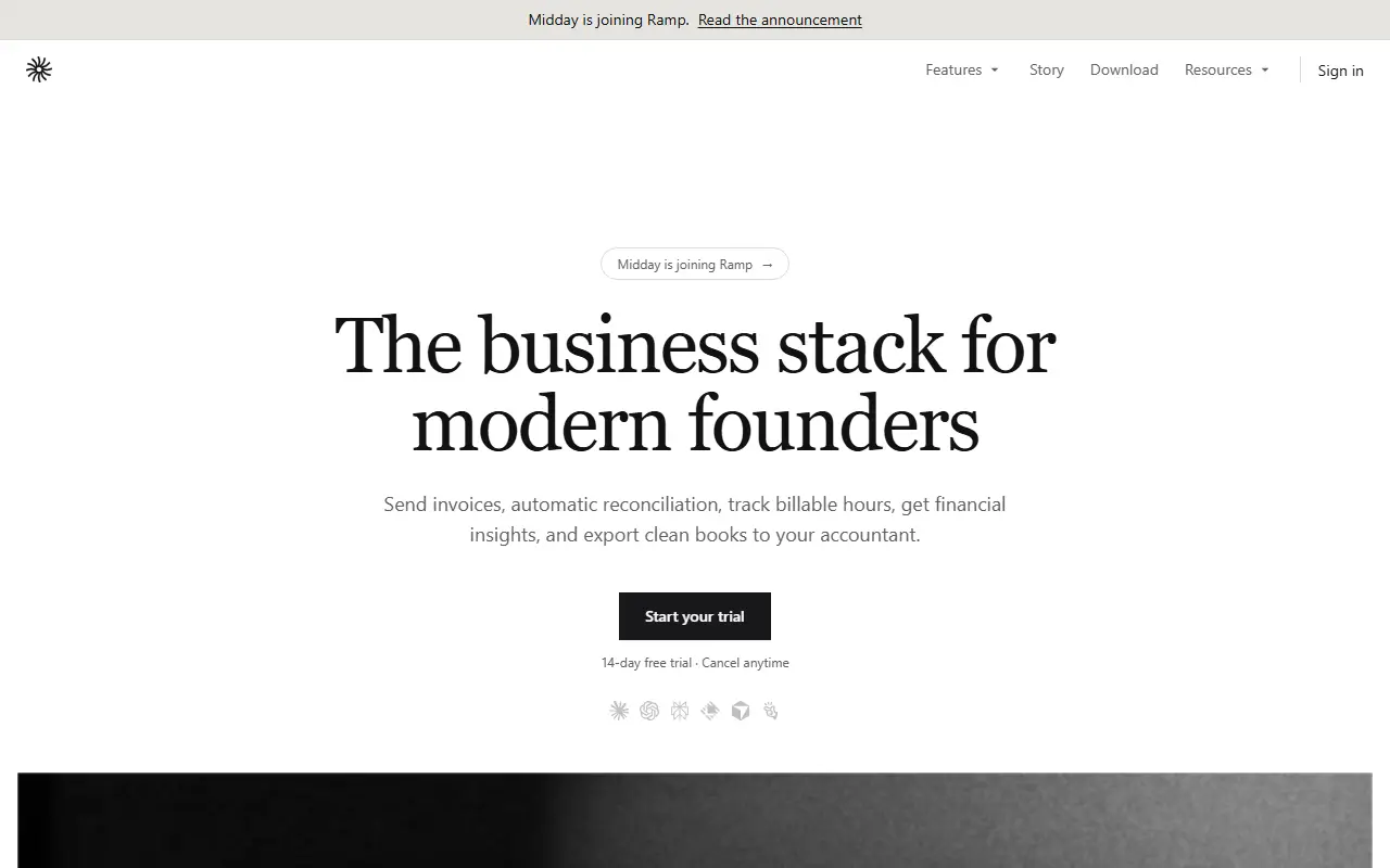 Midday homepage screenshot
