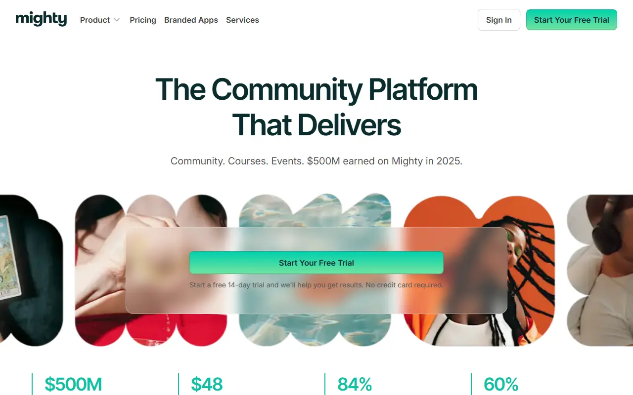 Mighty Networks homepage screenshot