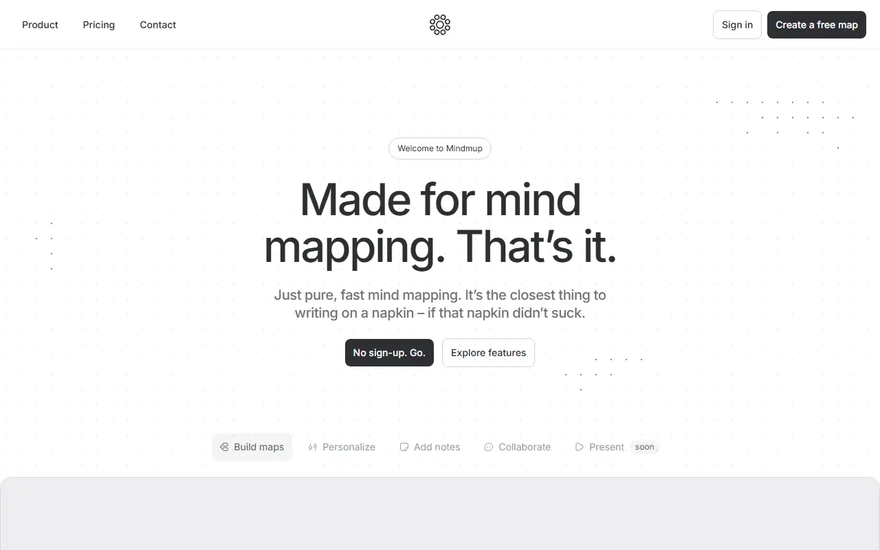 MindMup homepage screenshot