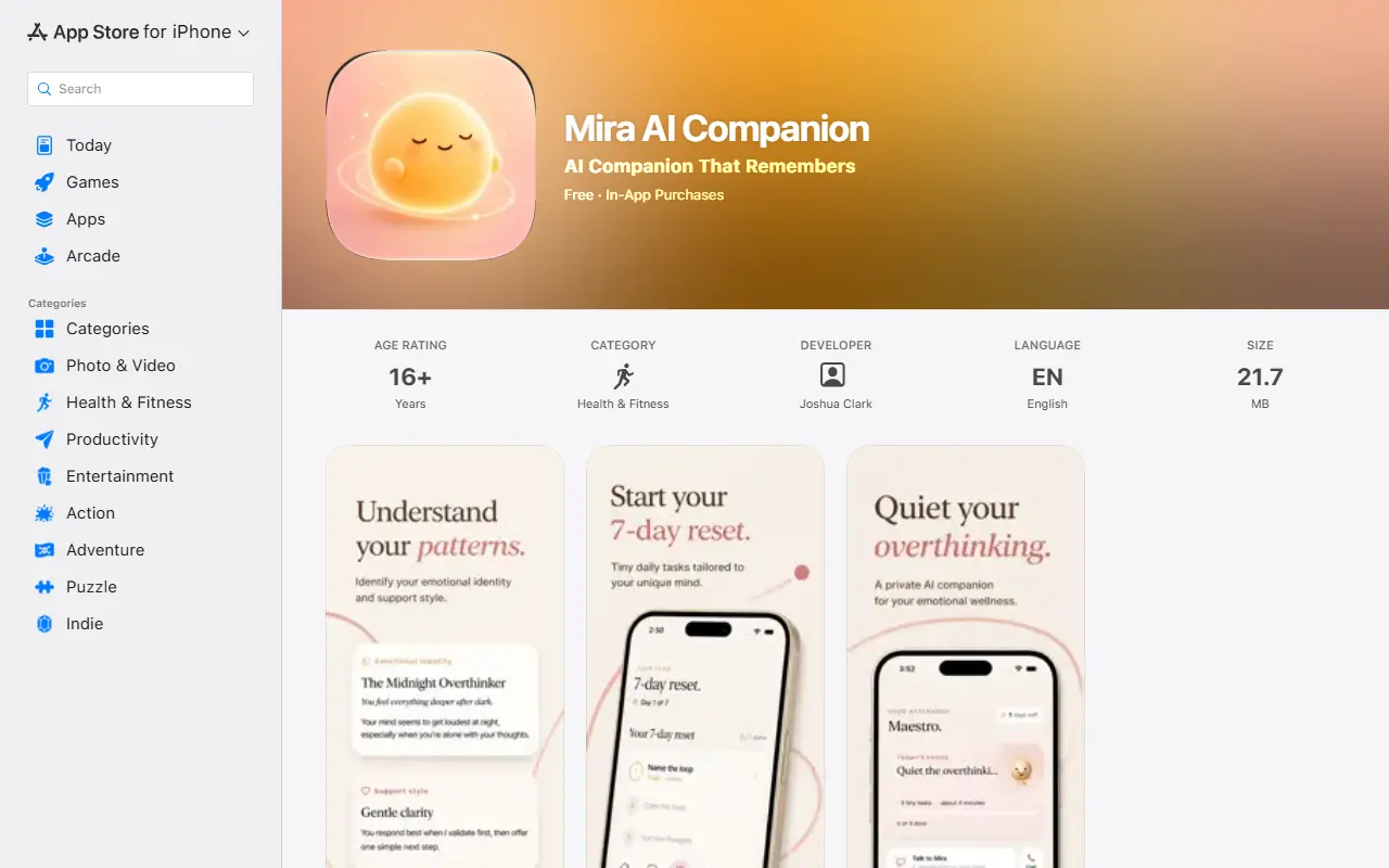Mira AI homepage screenshot