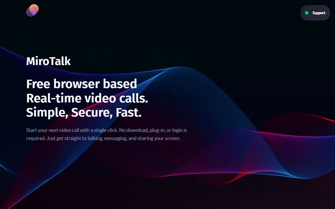 MiroTalk homepage screenshot