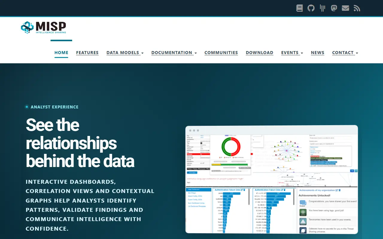 MISP homepage screenshot