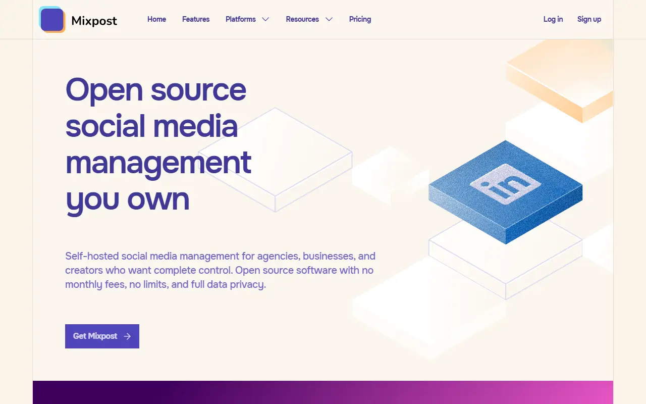 Mixpost homepage screenshot