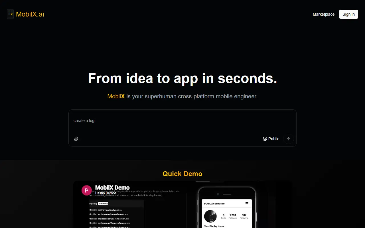 MobilX.ai homepage screenshot