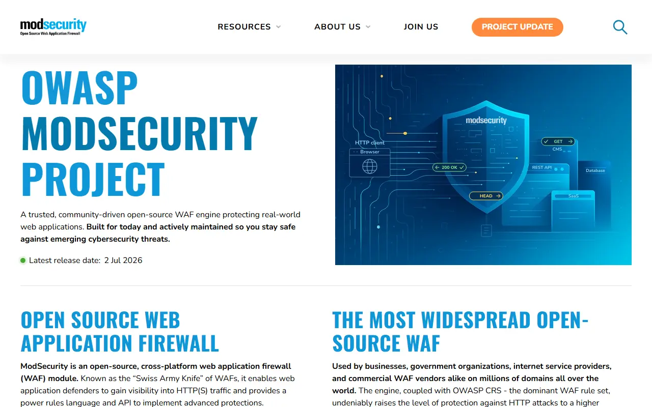 ModSecurity homepage screenshot