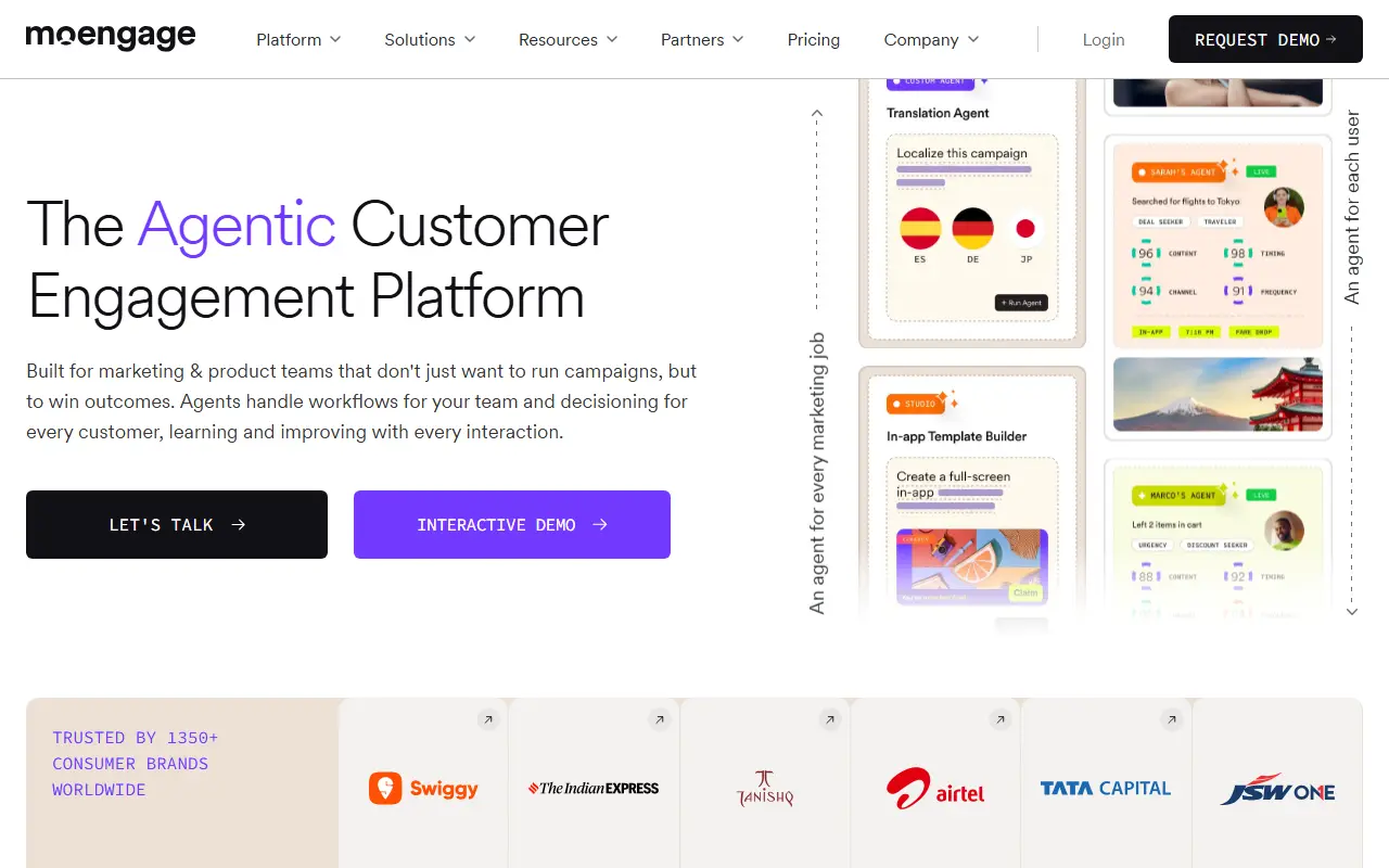 MoEngage homepage screenshot