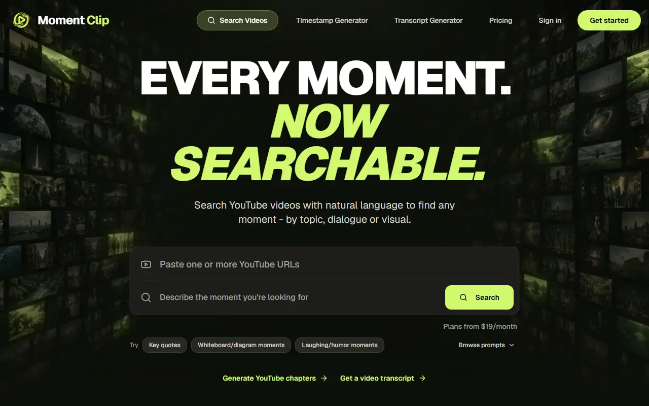 MomentClip homepage screenshot