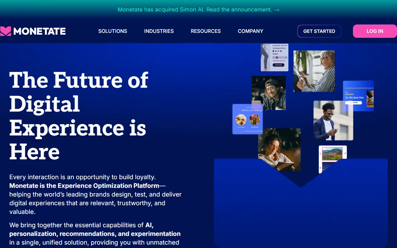Monetate homepage screenshot