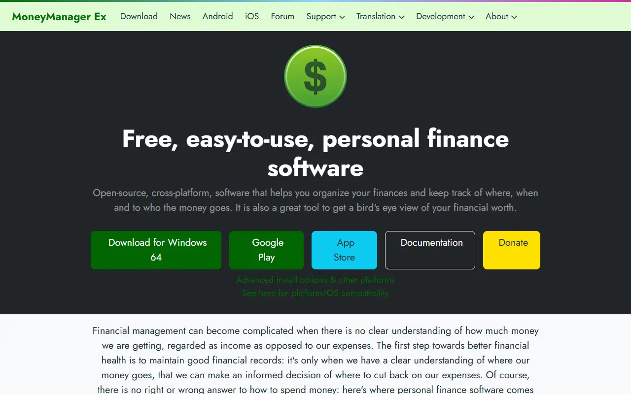 Money Manager Ex homepage screenshot