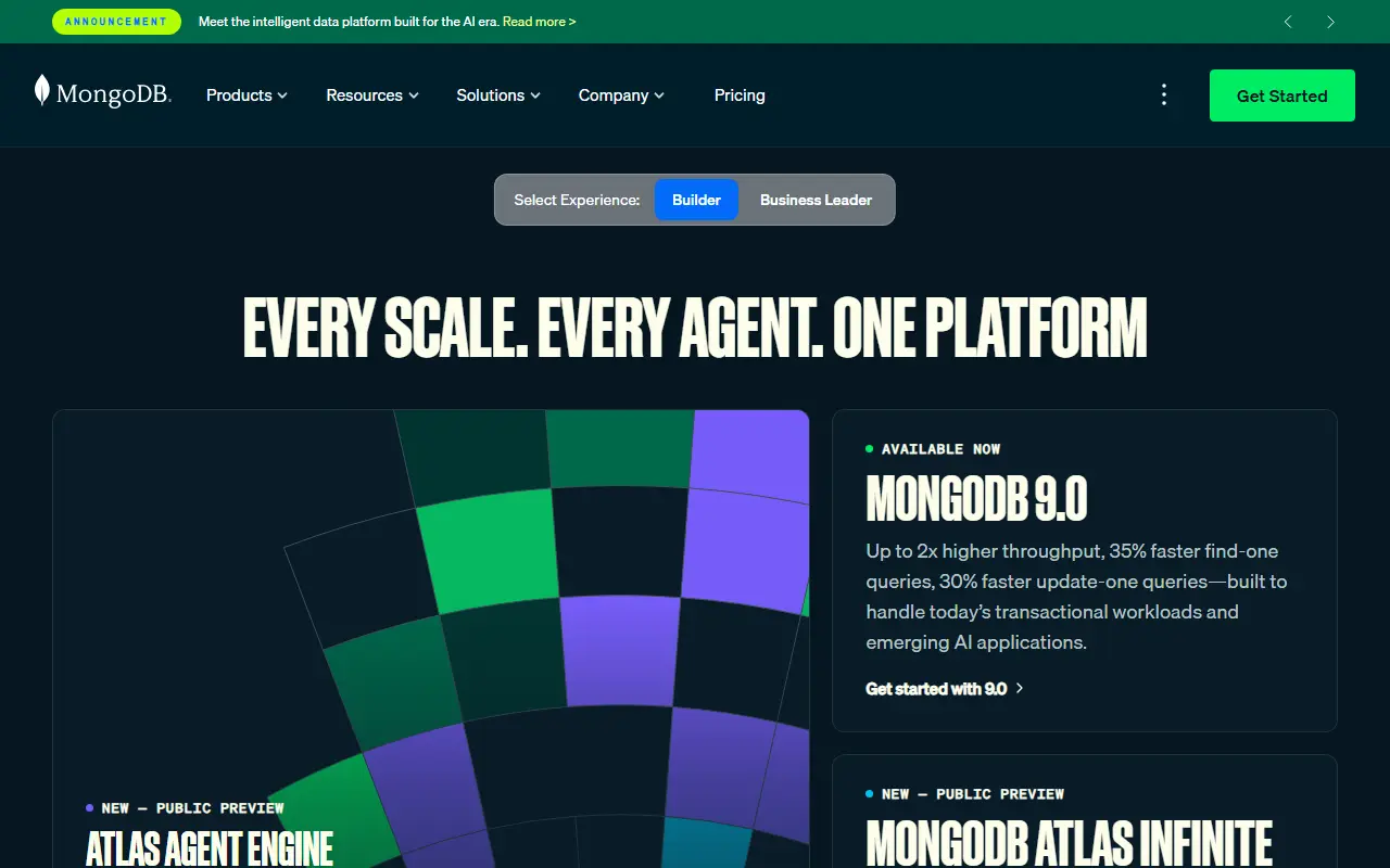 MongoDB homepage screenshot