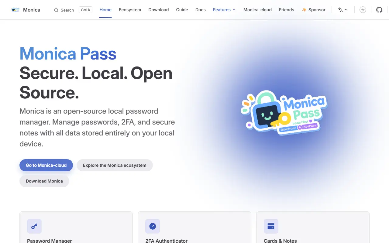 Monica Pass homepage screenshot