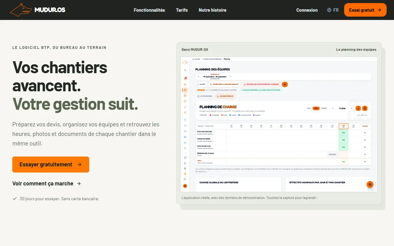 Mudur.OS homepage screenshot