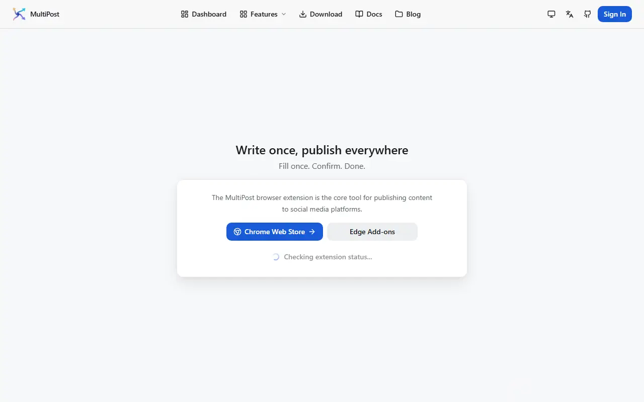 MultiPost homepage screenshot