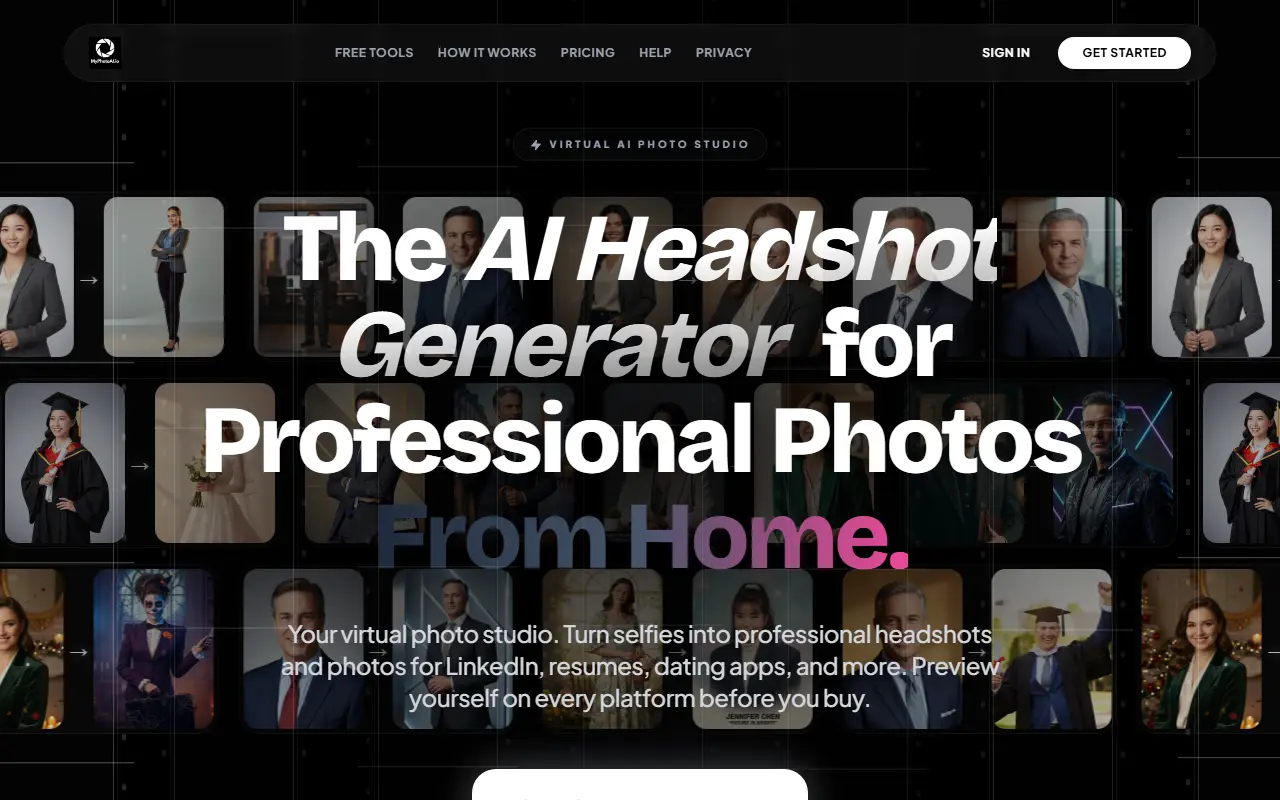 My Photo AI homepage screenshot