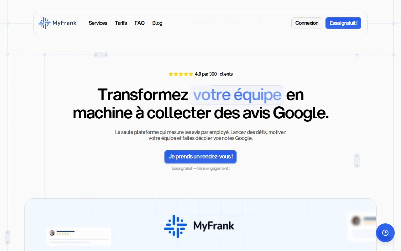 MyFrank homepage screenshot