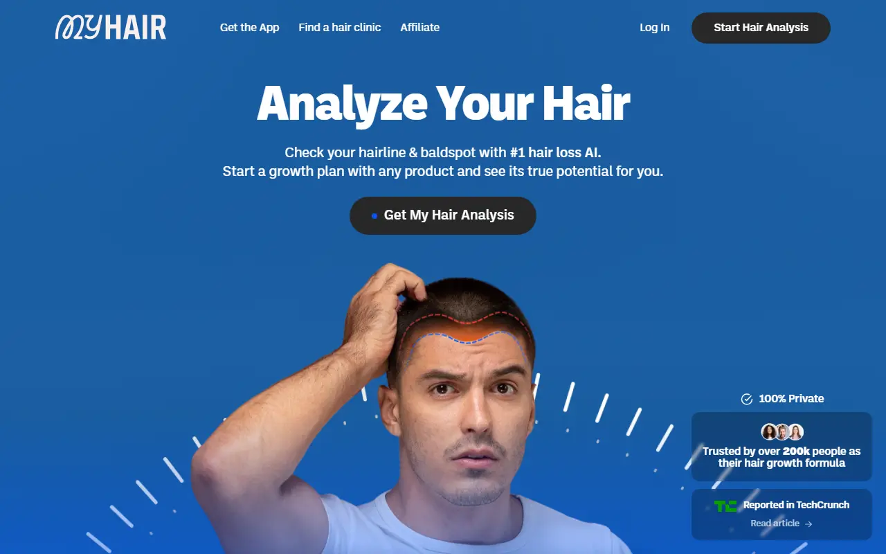 MyHair AI homepage screenshot