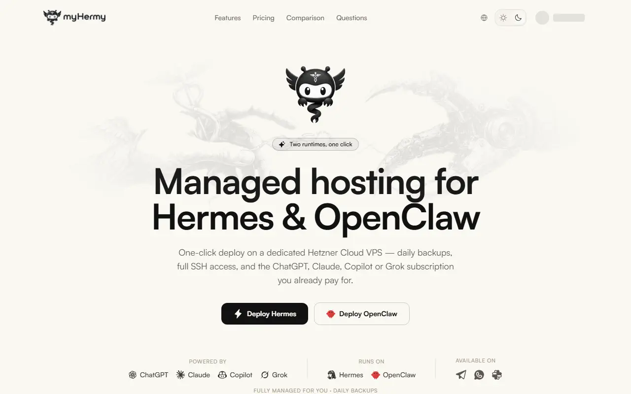 myHermy AI homepage screenshot