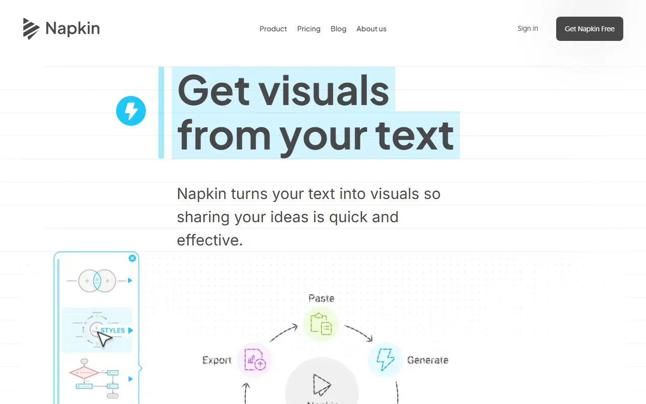 Napkin AI homepage screenshot