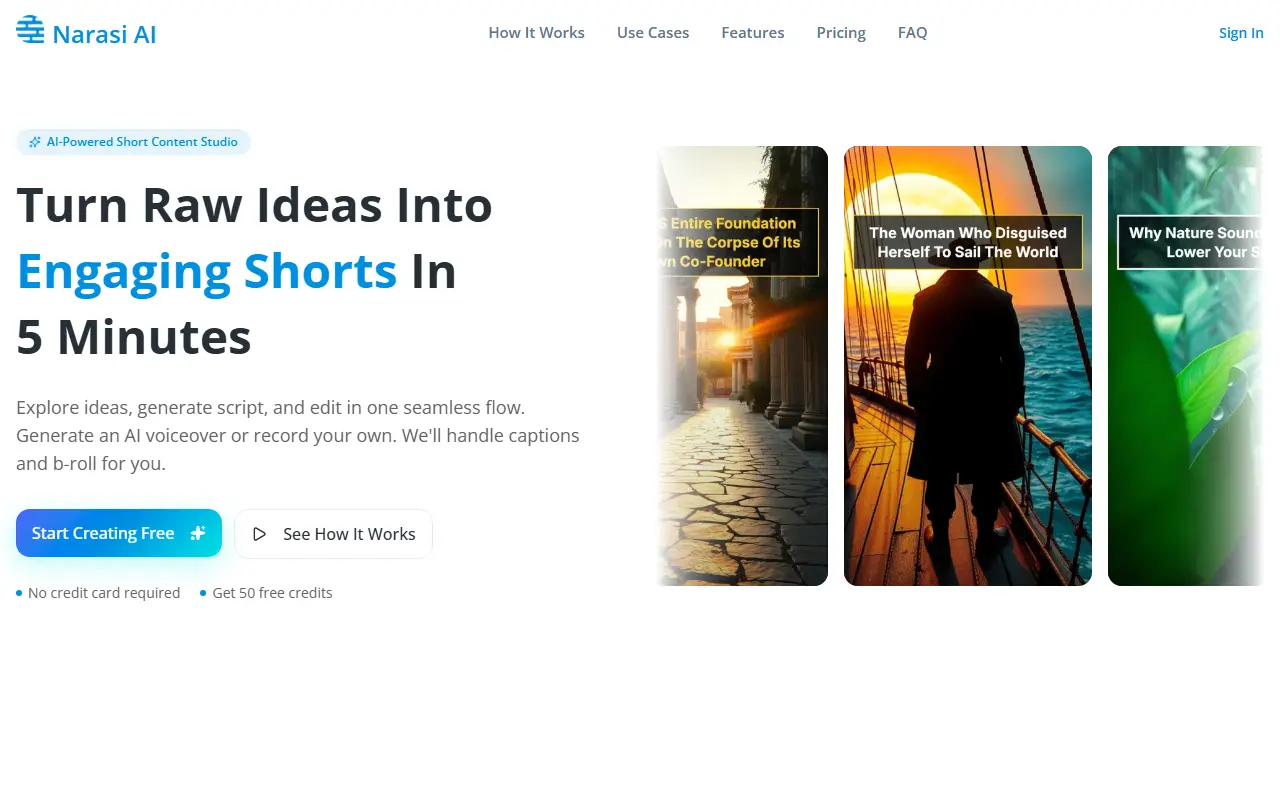 Narasi AI homepage screenshot