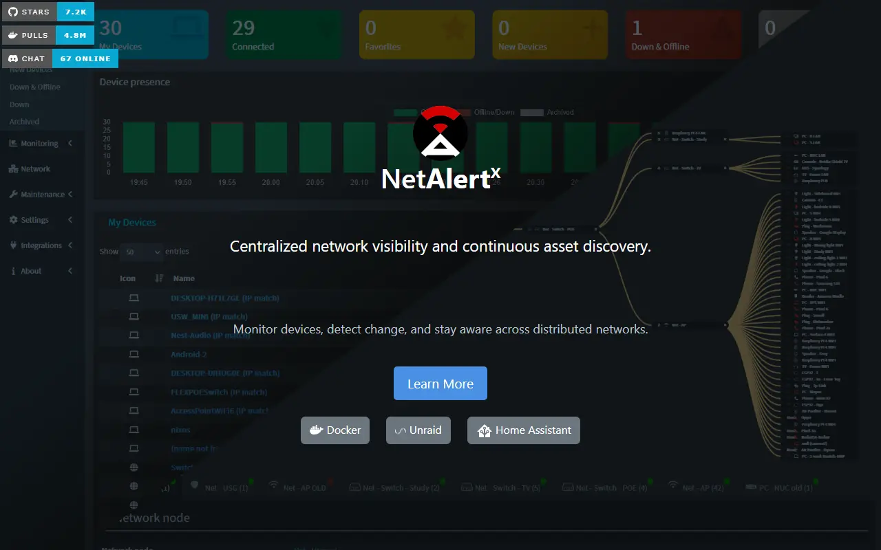 NetAlertX homepage screenshot