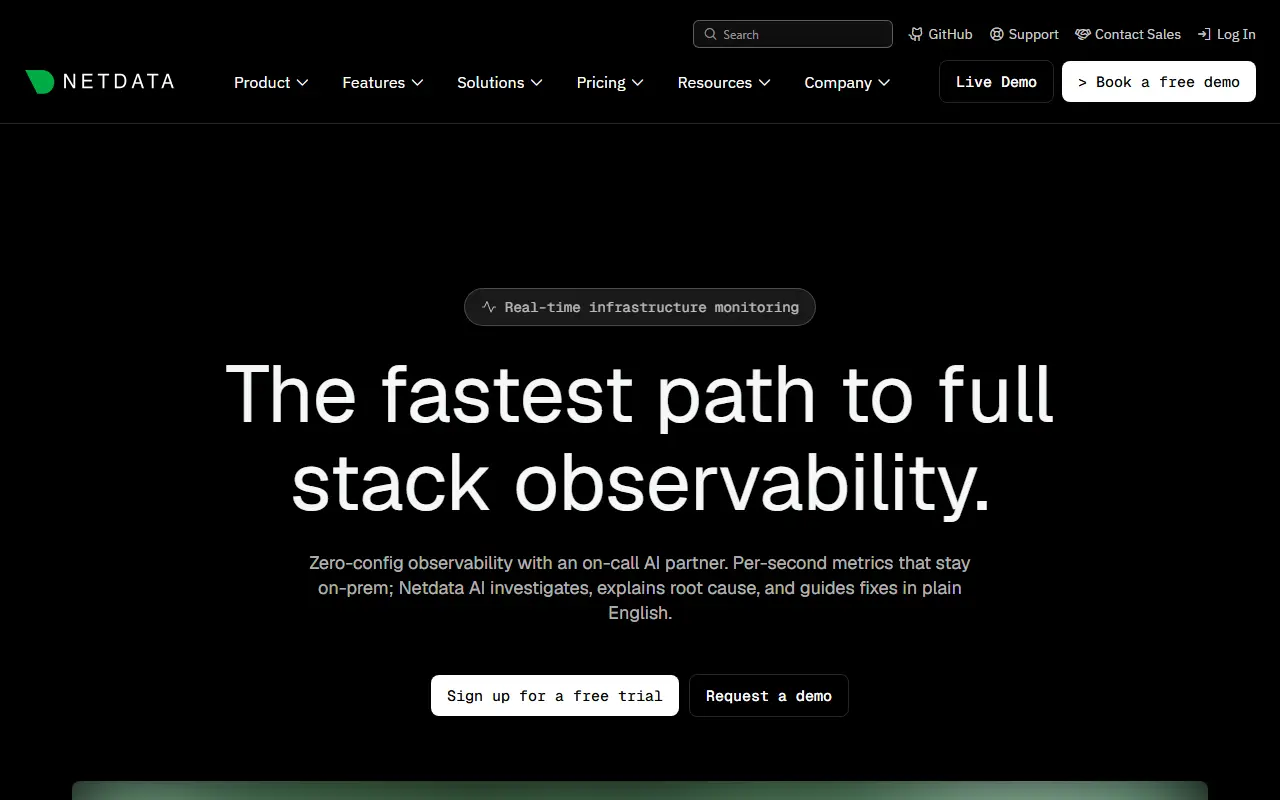 Netdata homepage screenshot