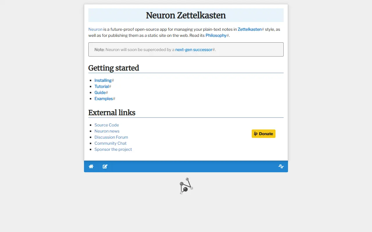 Neuron homepage screenshot