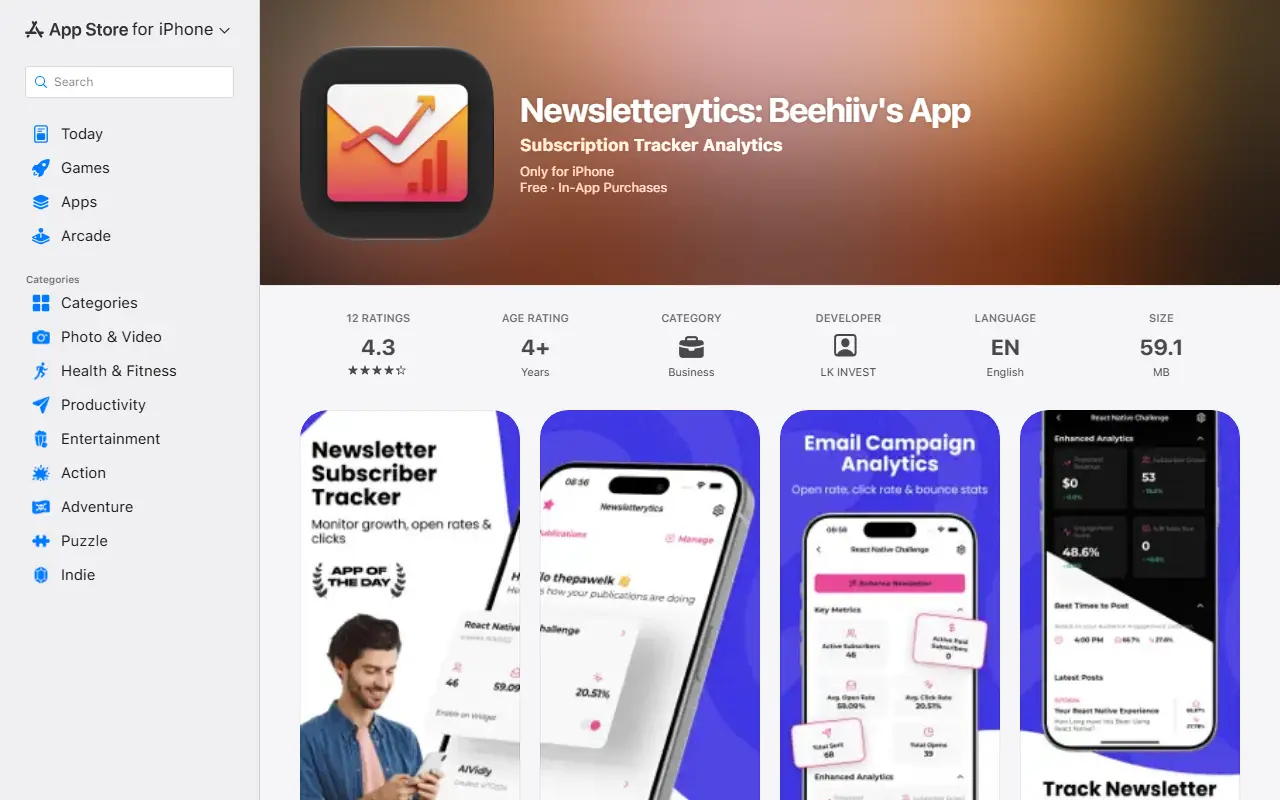 Newsletterytics homepage screenshot