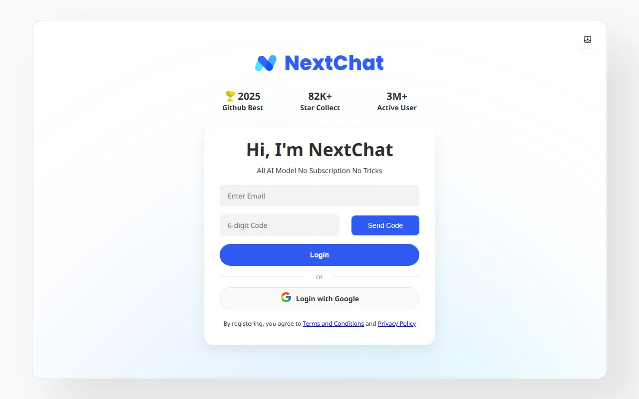 NextChat homepage screenshot