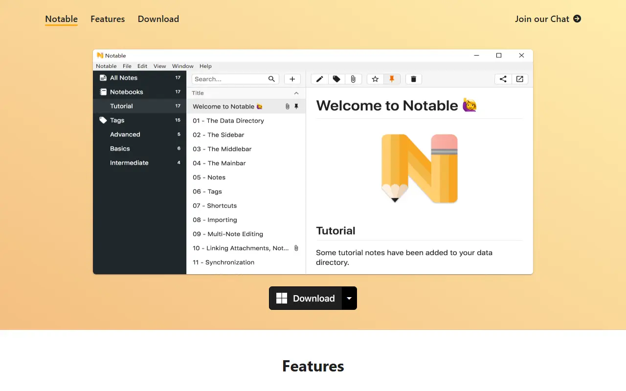 Notable homepage screenshot
