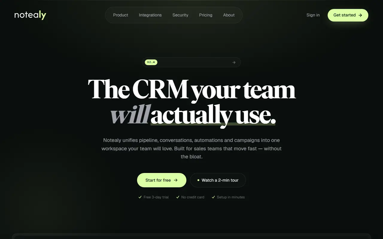 Notealy homepage screenshot