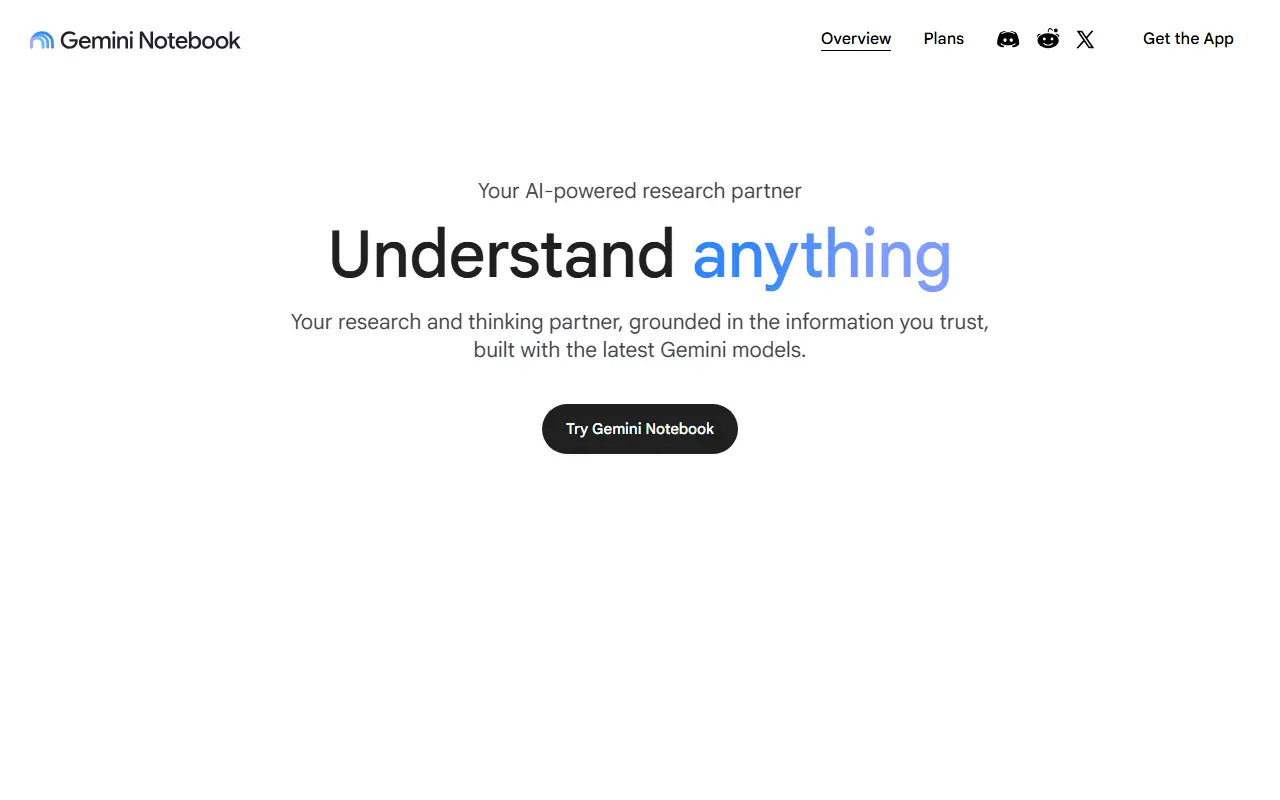 NotebookLM homepage screenshot