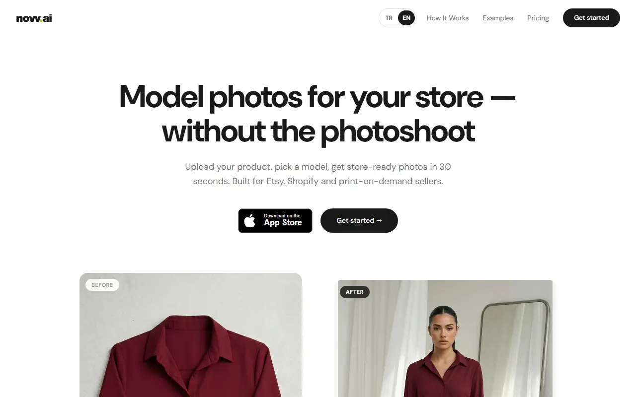 Novv AI homepage screenshot