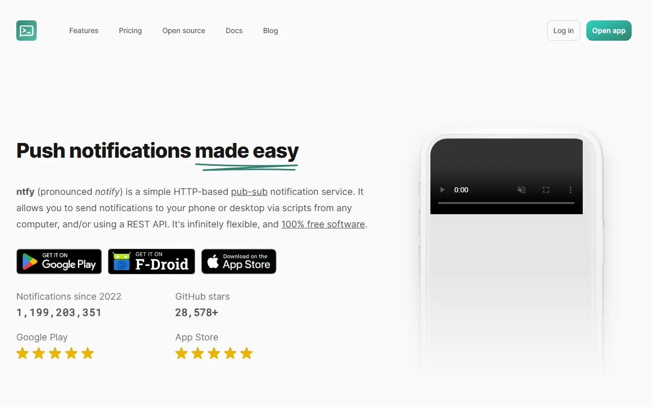 ntfy homepage screenshot