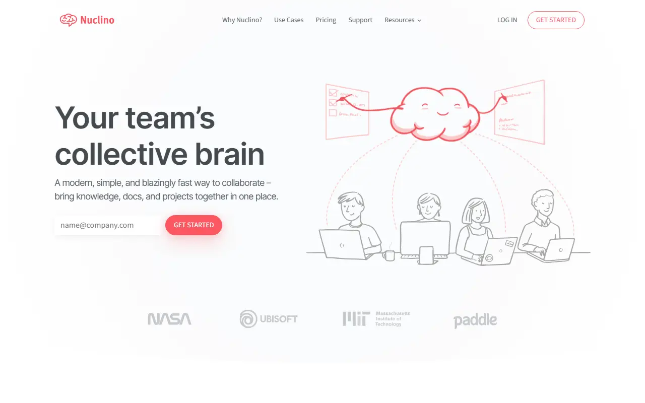 Nuclino homepage screenshot