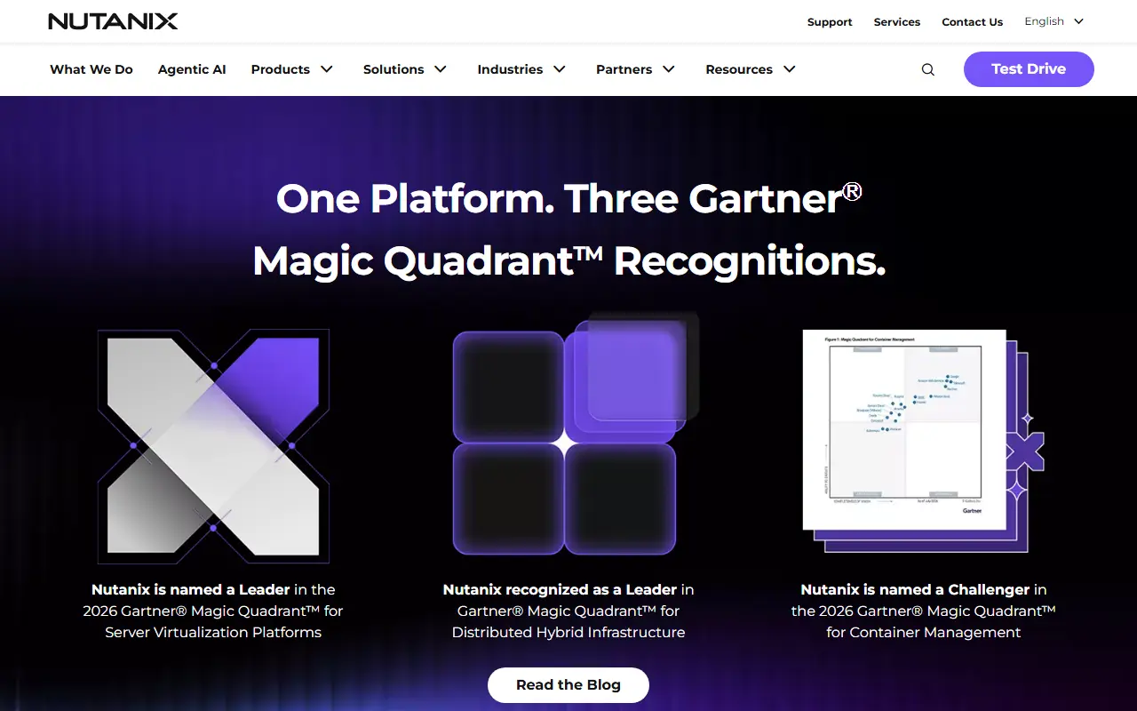 Nutanix homepage screenshot