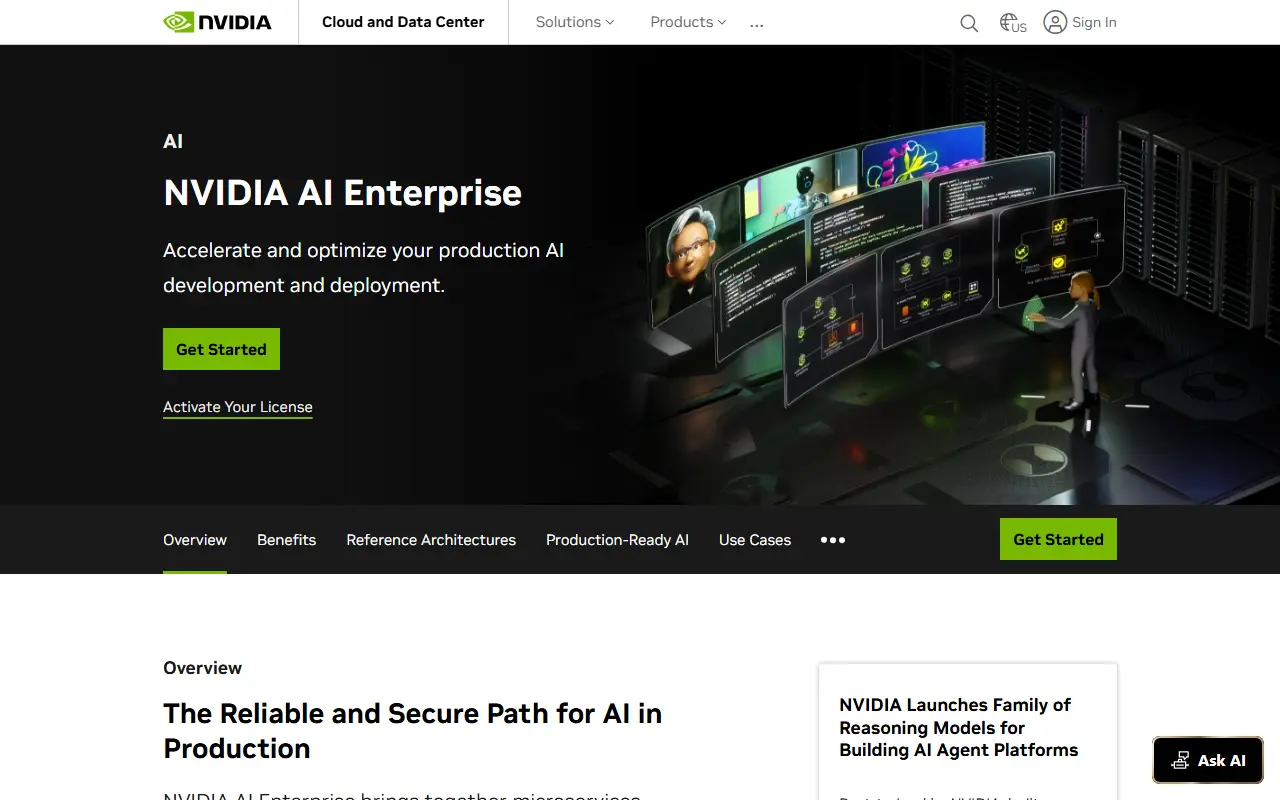NVIDIA AI Enterprise homepage screenshot