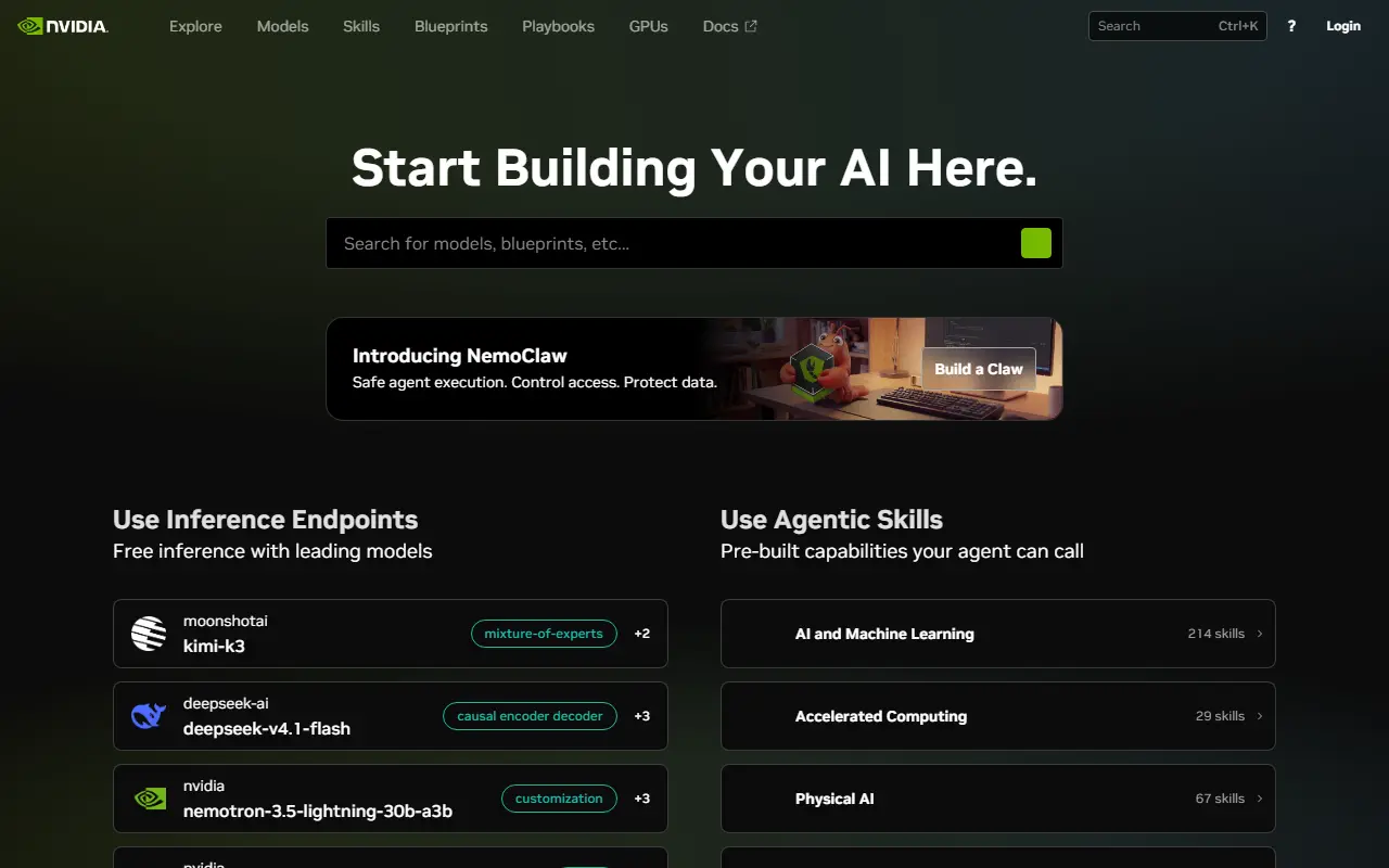 NVIDIA AI Foundation homepage screenshot