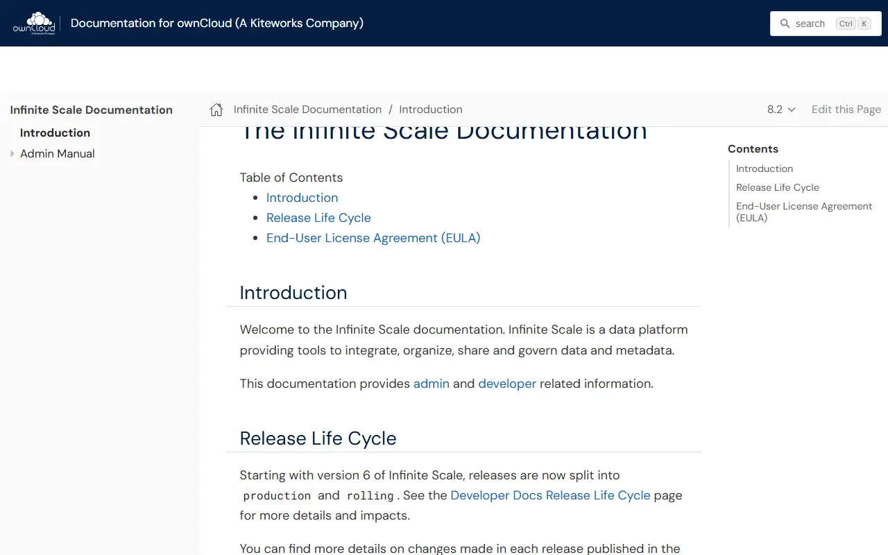 ownCloud Infinite Scale homepage screenshot