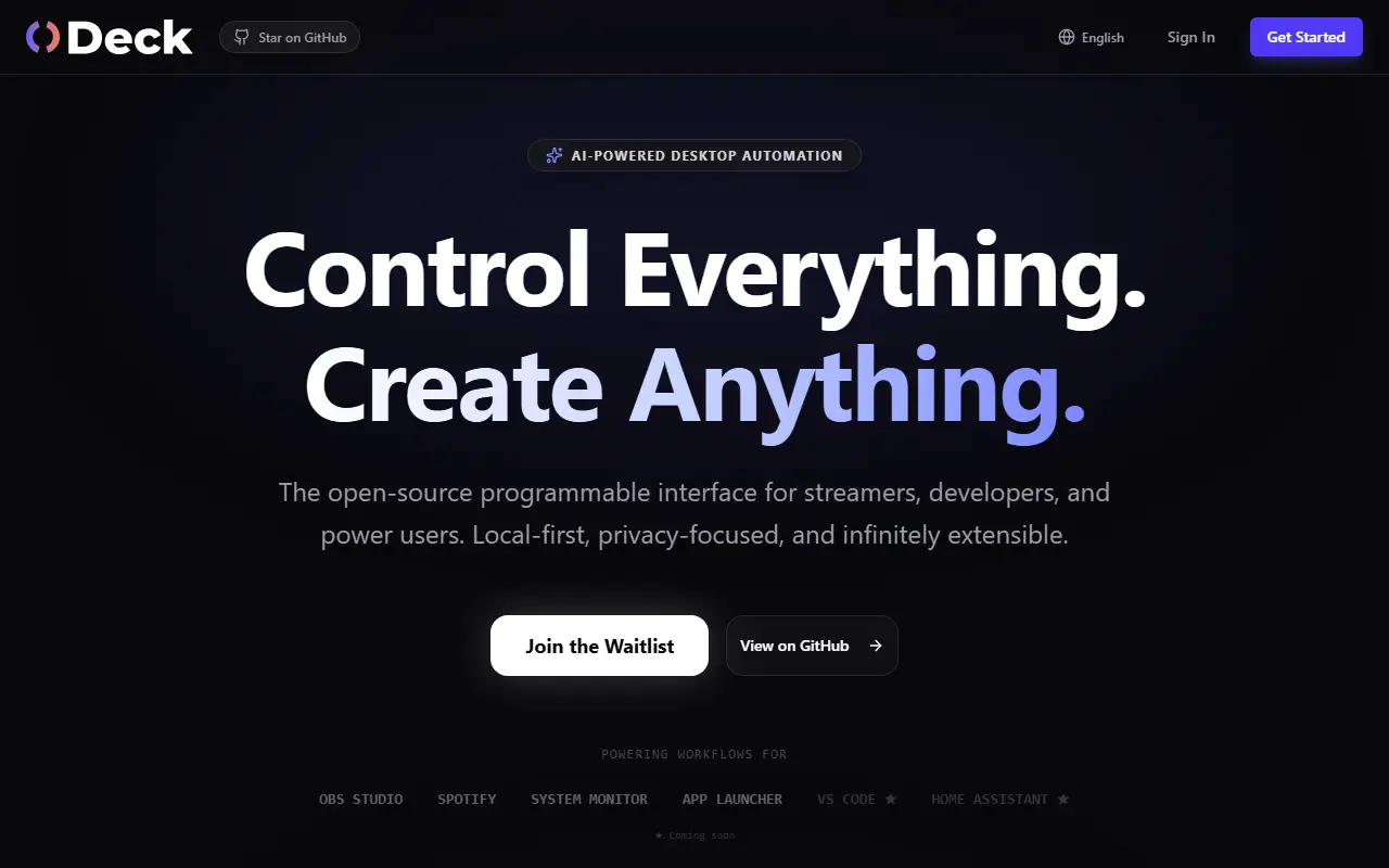 ODeck homepage screenshot