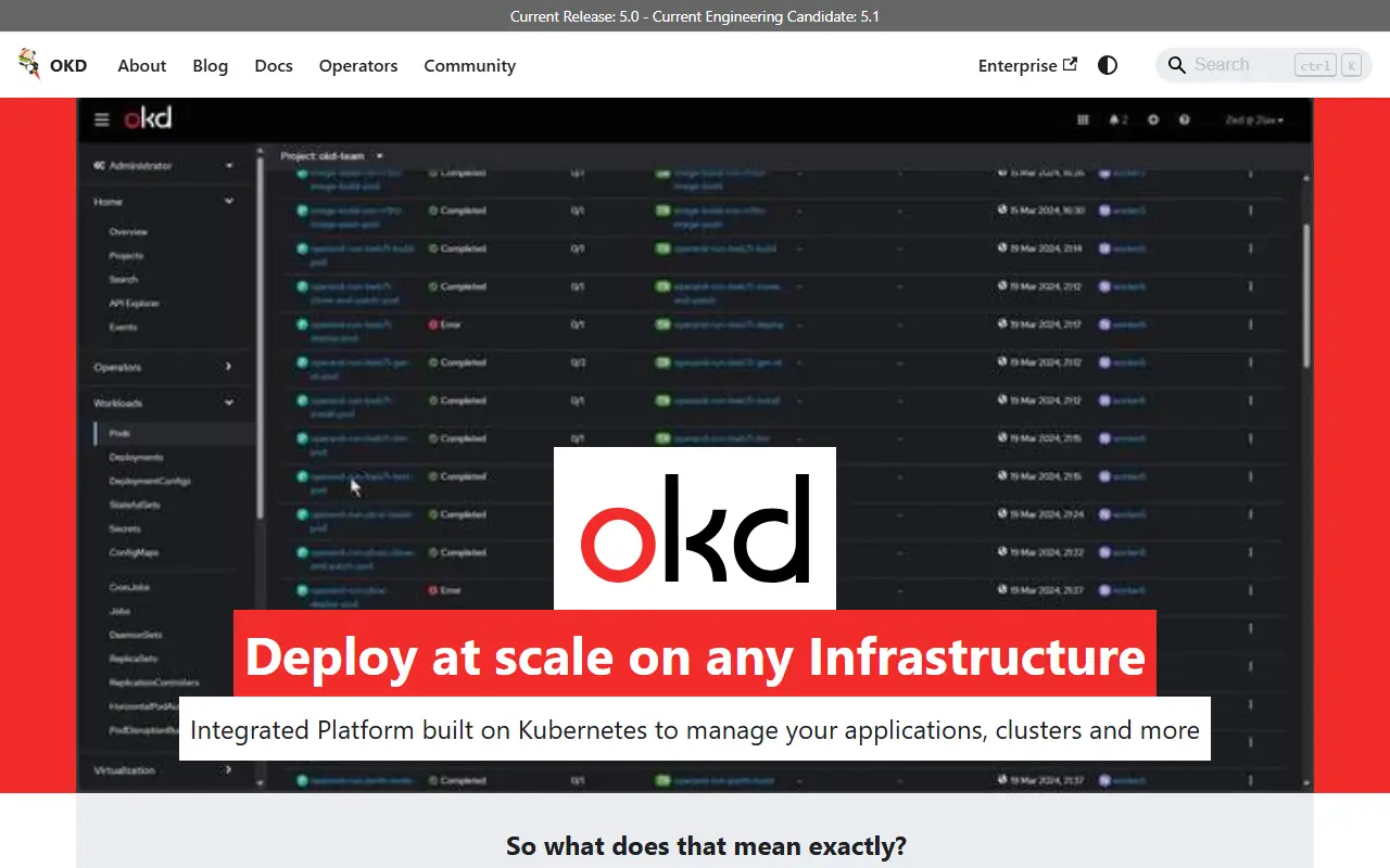 OKD homepage screenshot