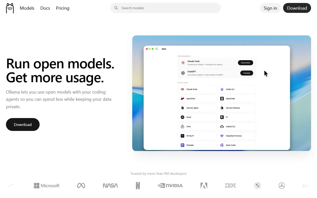 Ollama homepage screenshot