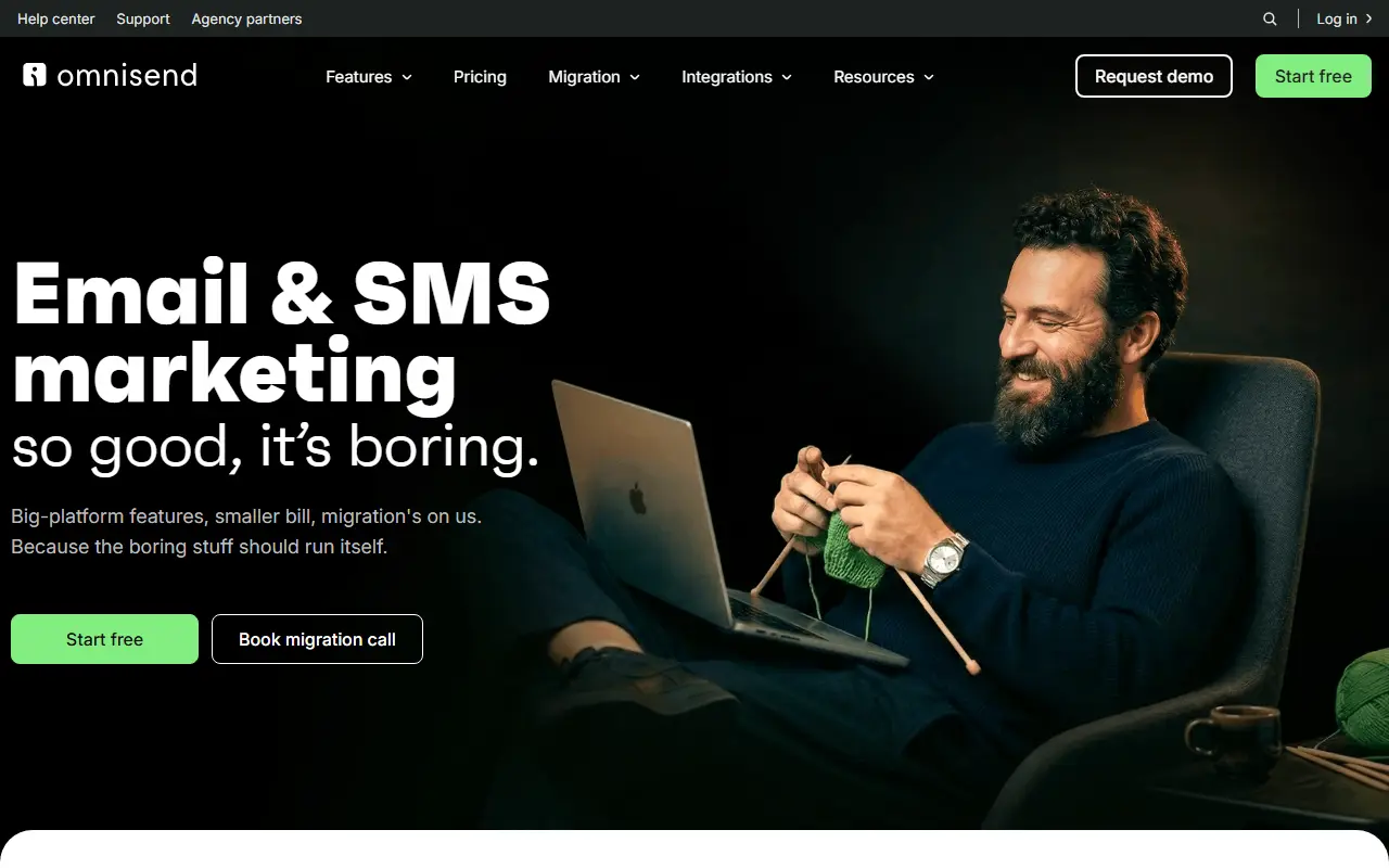 Omnisend homepage screenshot