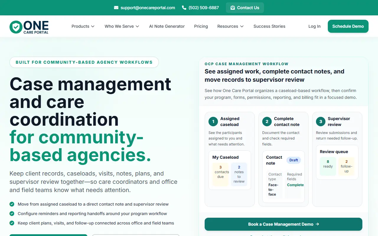 One Care Portal homepage screenshot