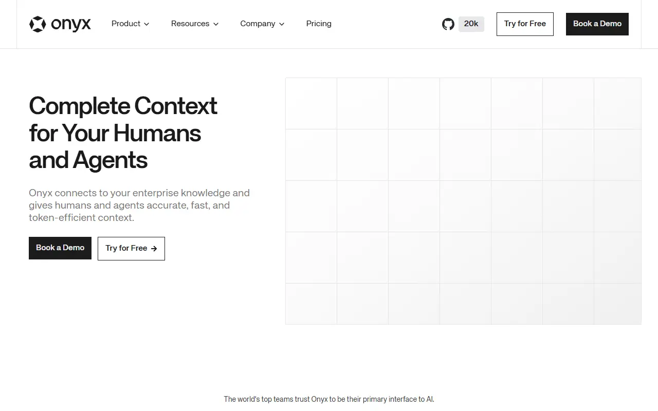 Onyx homepage screenshot