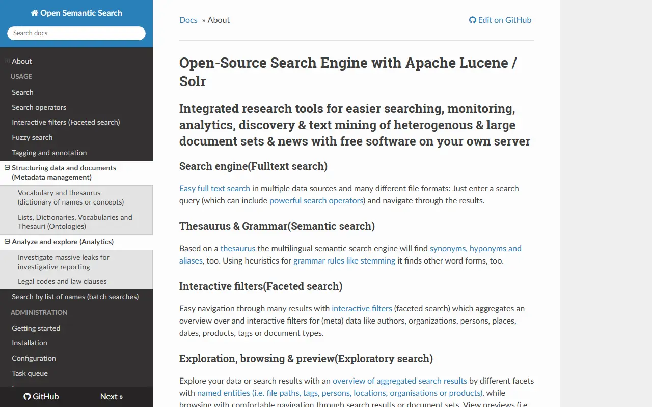 Open Semantic Search homepage screenshot